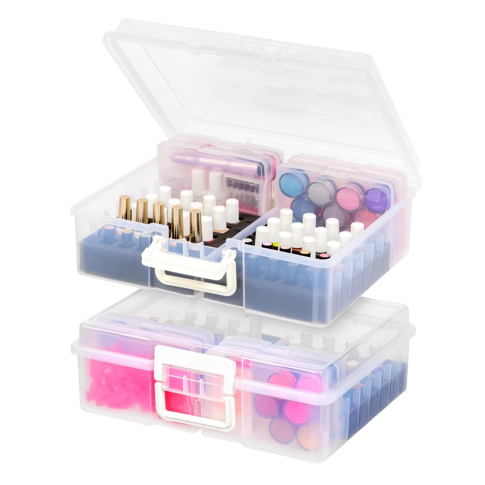 USA Cosmetic Train Case Nail Polish Organizer with 4 Inner Cases and Handle, ...
