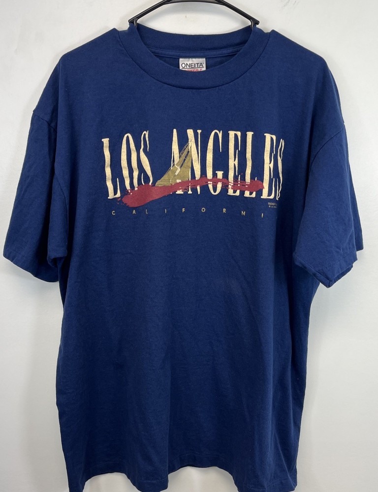 Vtg 90s Los Angeles Tourist Tee Tshirt Travel Blue Adult XL Single Stitch USA