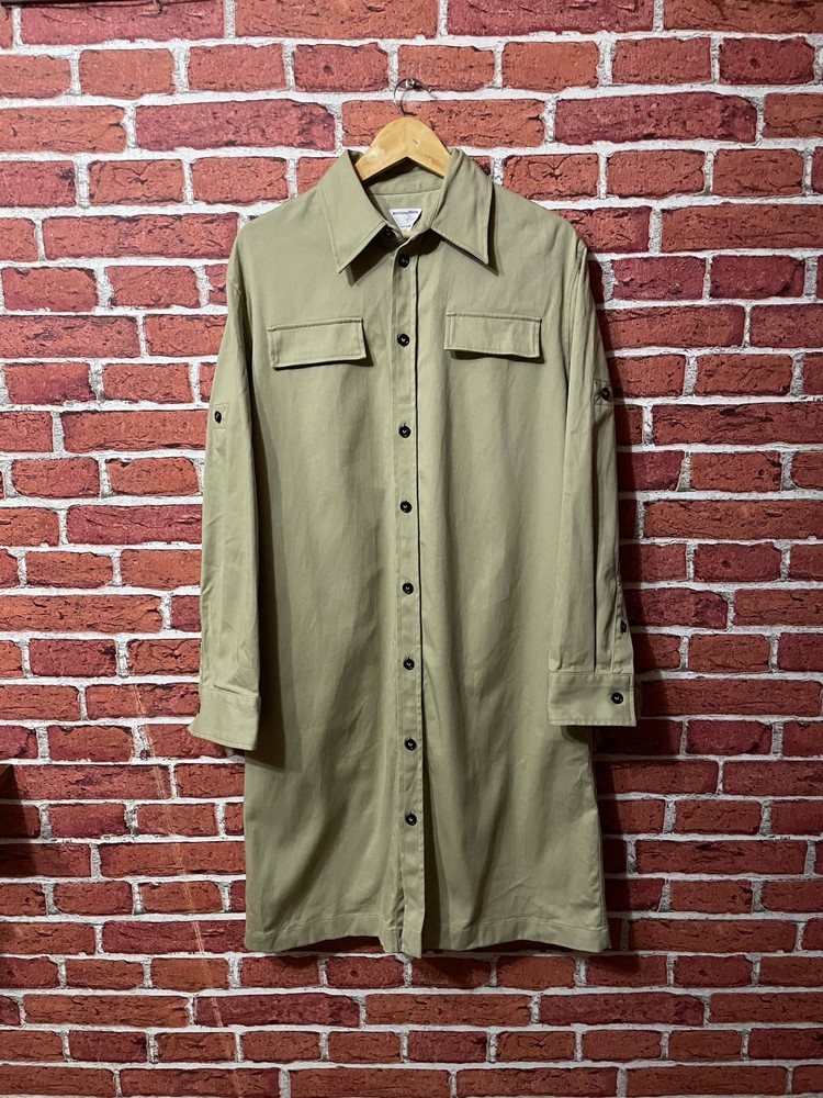Bottega Veneta Men's Longline Cotton Shirt Jacket Beige Khaki Italian Luxury M