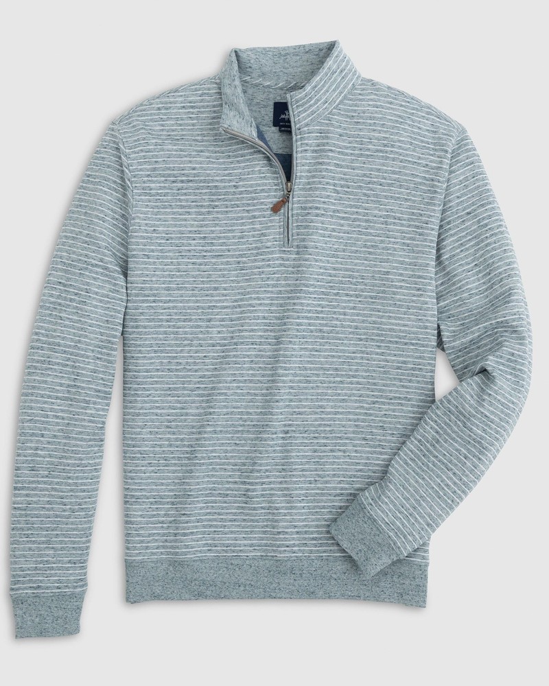 johnnie-O Skiles Striped 1/4 Zip Pullover Shadow Size M