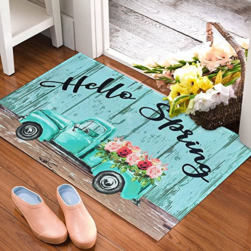 Spring Door Mat 30 X 17 Inch - Floral Truck Hello Spring Doormat Indoor
