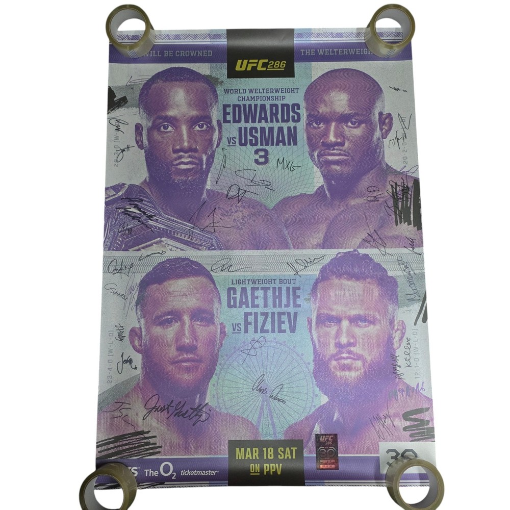 UFC 286: Edwards vs Usman 3 Gaethje vs Fiziev Signed Event Poster 047/140
