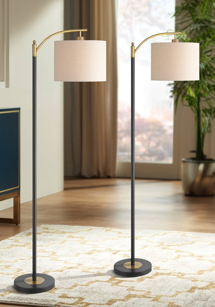 360 Lighting Rayna Black and Gold Downbridge Floor Lamps Set of 2