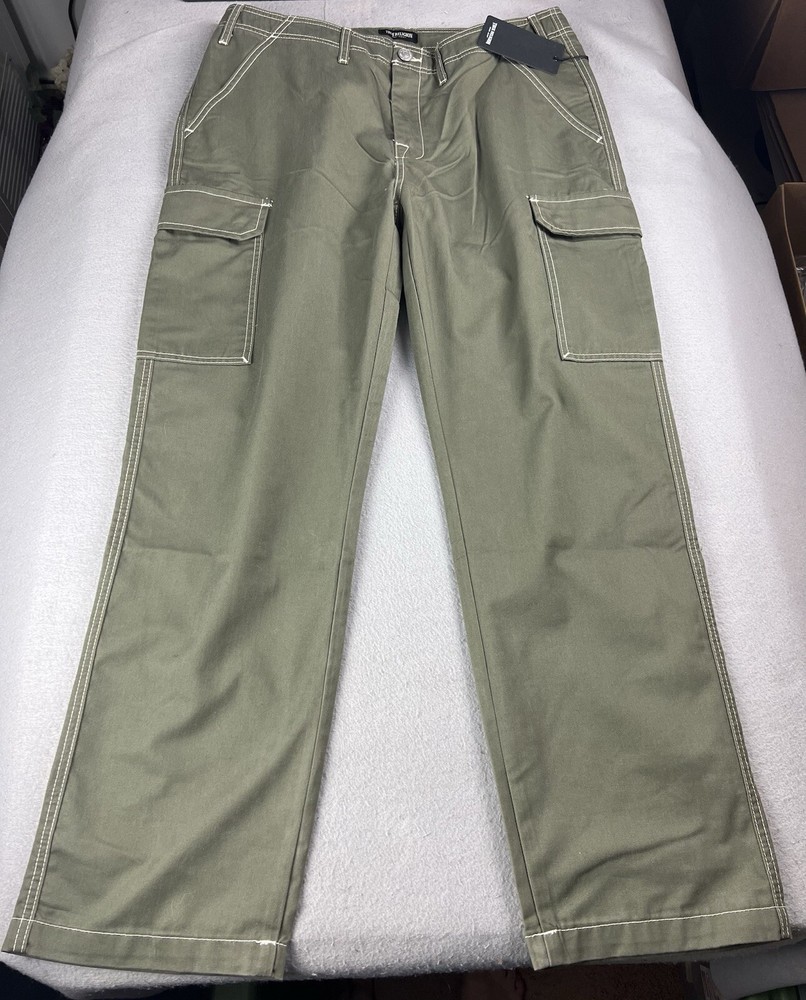TRUE RELIGION Men’s Cargo Pants Kalamata Green Pockets 108335 Baggy W34 L32 NWT