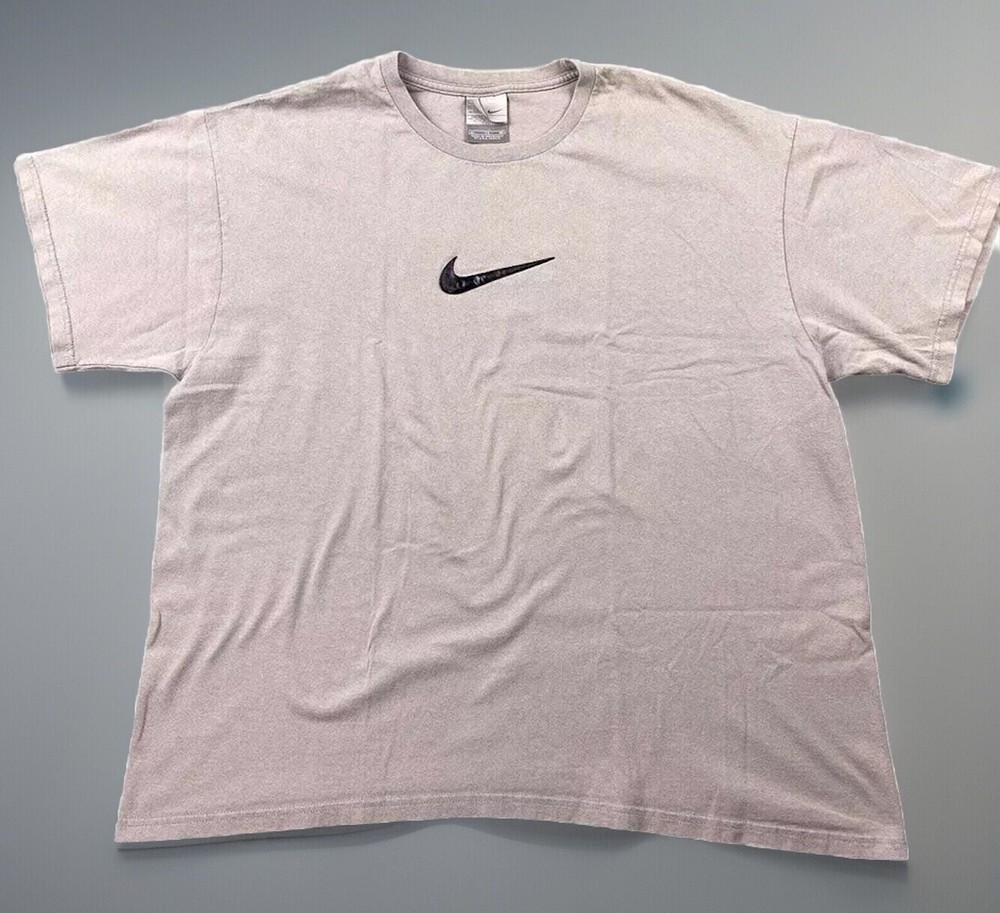 VTG Nike T Shirt Mens XL Gray Center Swoosh Cream Silver Tag Travis Scott
