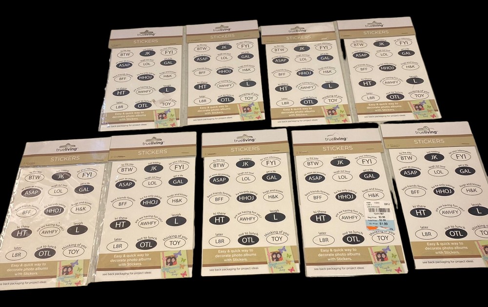 True Living Scrapbook stickers acid free phrases lot 9 new sealed identical pack-image