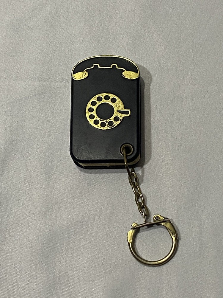 Vintage MINI TELEPHONE Address Black Book KEY RING. Never Used