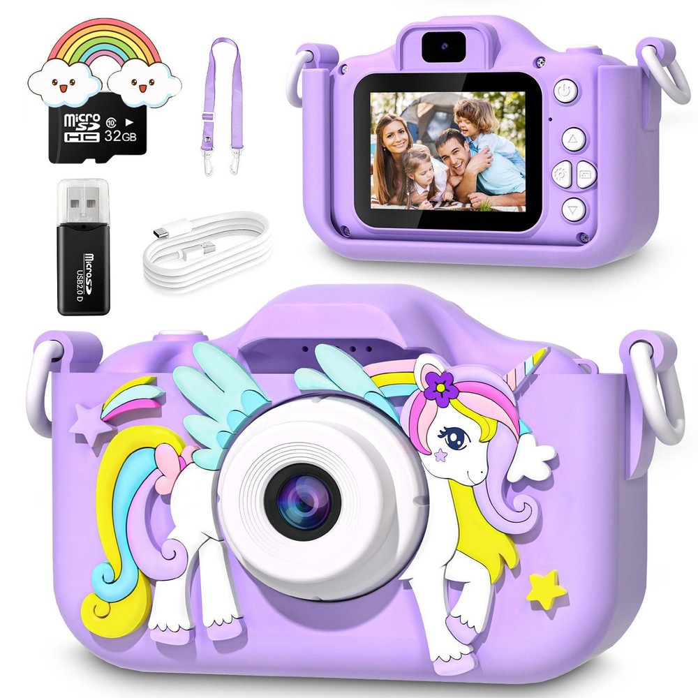 Kids Mini Camera Unicorn Toy for Girls & Boys, 1080p Hd, 2
