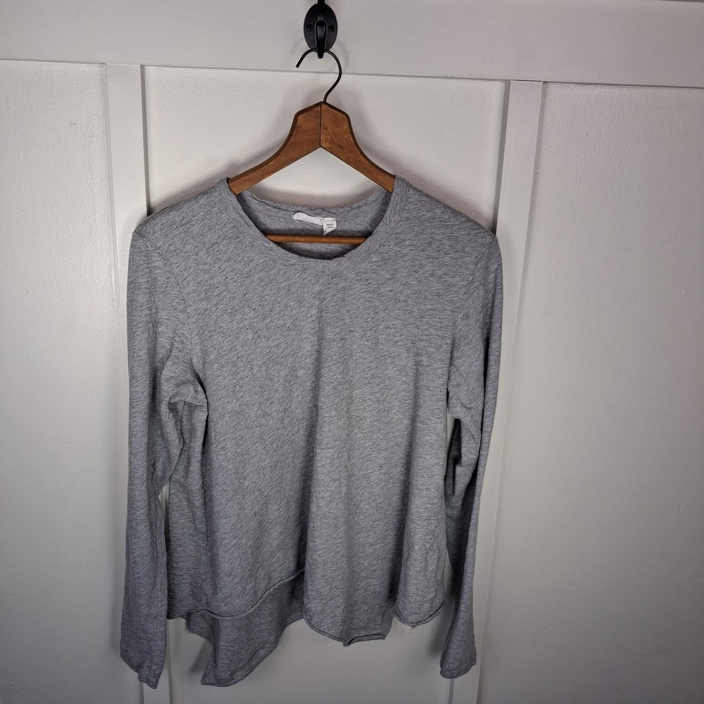 Wilt Gray 100% Cotton Crewneck Long Sleeve Shirttail Tee Shirt Medium Minimalist