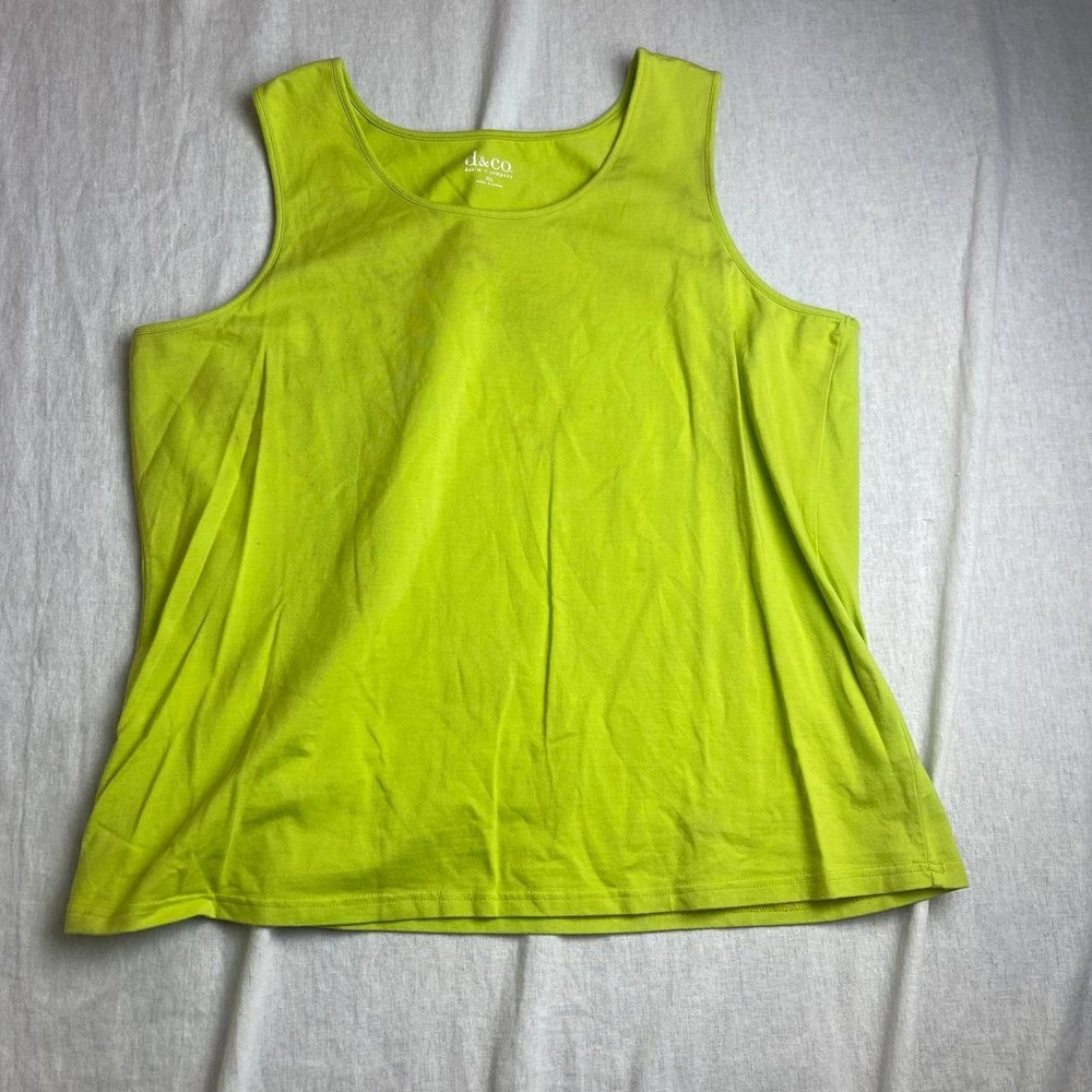 Denim & Company Tank Top Womens Size XL Green Knit Sleeveless Scoop Neck Casual