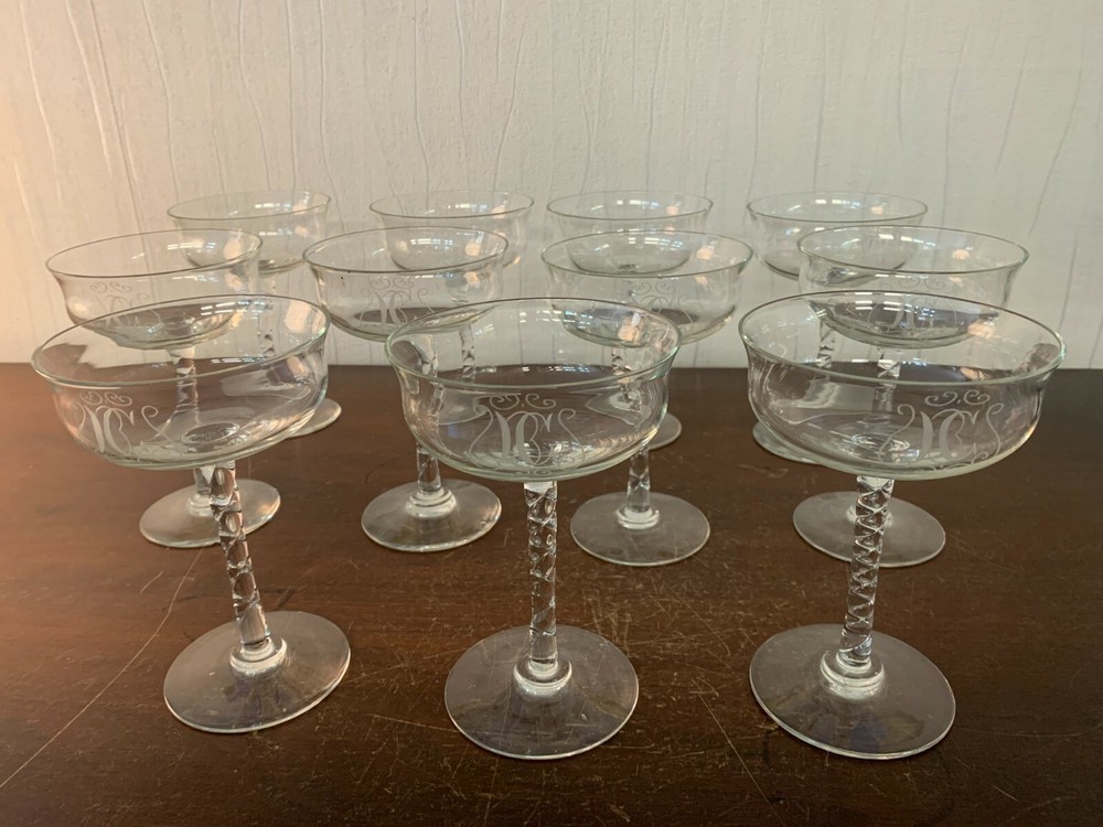 11 Monogrammed Champagne Glasses (Price Per Unit)