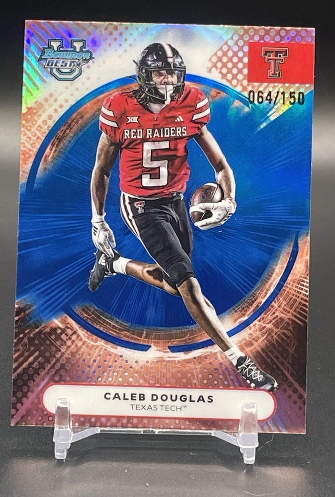 CALEB DOUGLAS 2025 Bowman Best U Blue Refractor Card /150 #47 TEXAS TECH