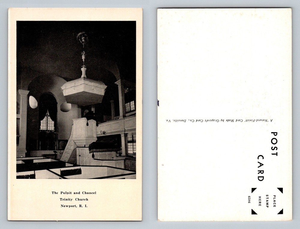 Newport, RI-Rhode Island, Trinity Church Pulpit Chancel Vintage Postcard
