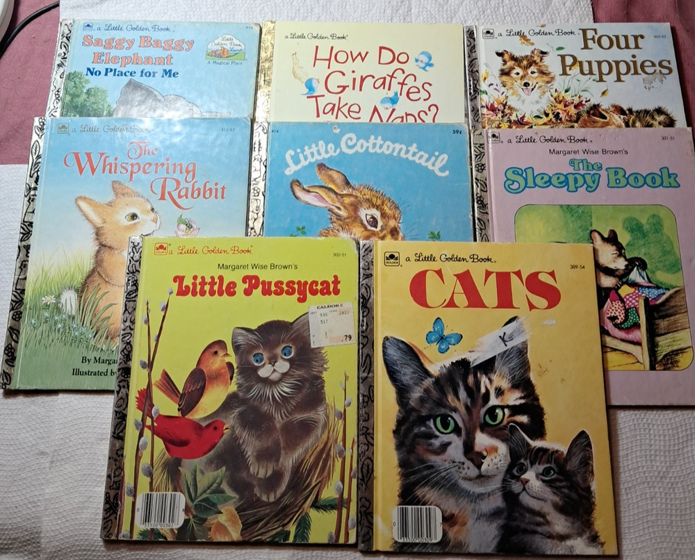 8 Little Golden Book Little Pussycat Giraffes Take Naps Cottontail Puppies Bunny