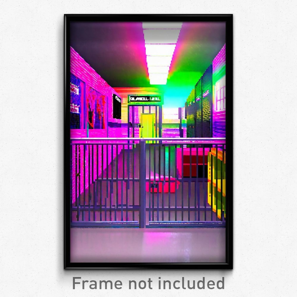 8 Bit Psychedelic Pixel Art Poster - Glamorous Kennel Trippy Gamer Print