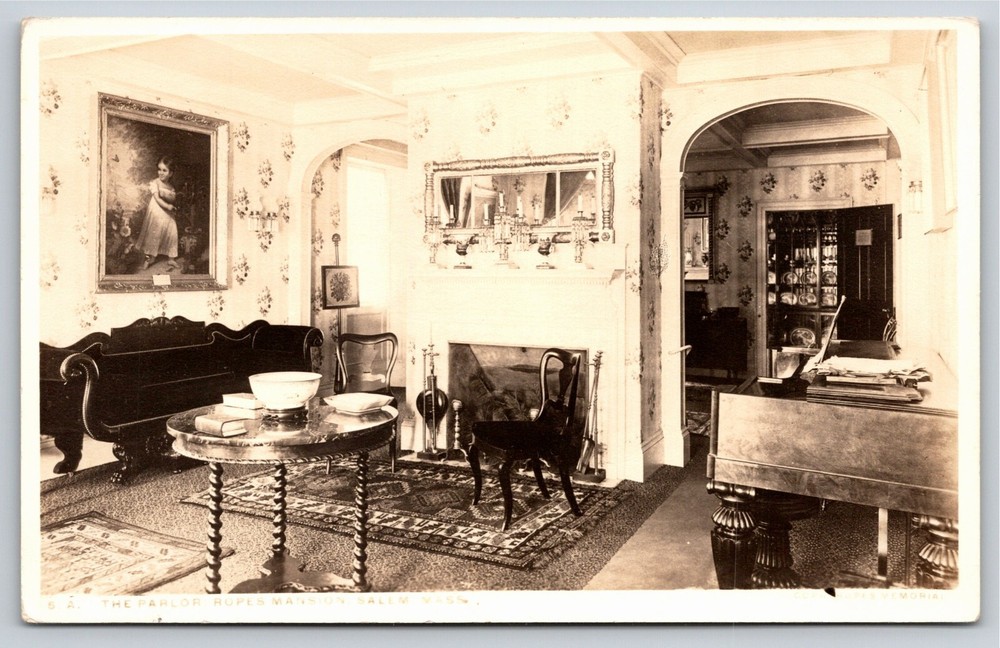 RPPC~Salem Massachusetts~The Parlor Room @ Ropes Mansion~Real Photo Postcard