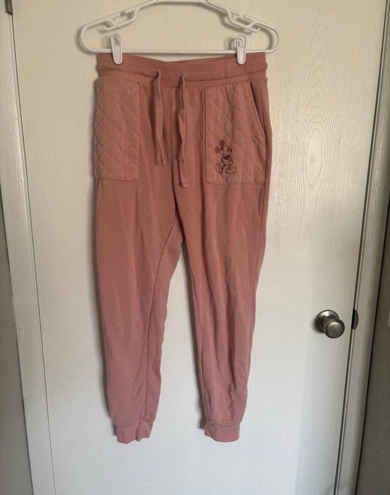 Walt Disney World Park Mickey Sweatpants Bottoms Women's Size Medium Blush
