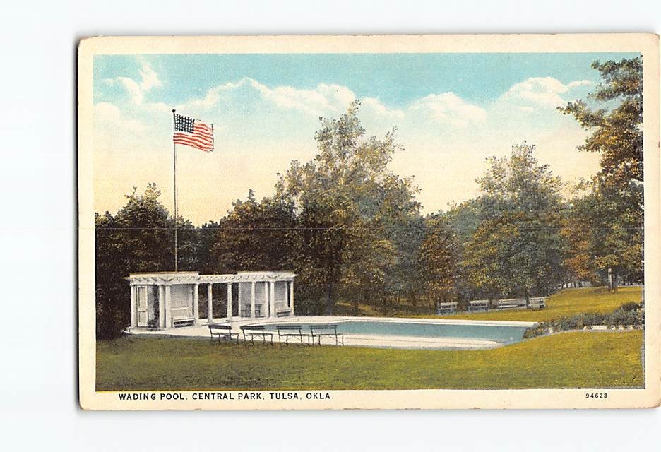 Postcard Wading Pool Central Park Tulsa Oklahoma USA