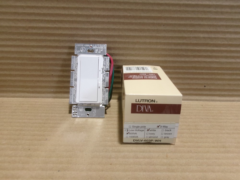 Lutron DVLV-603P-WH 3-Way 600VA White Dimmer Light Switch AK