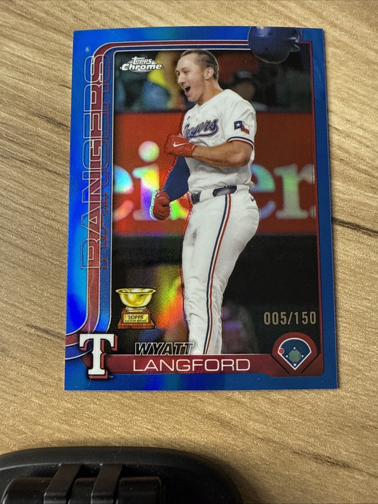 2025 Topps Chrome Wyatt Langford True Blue /150 Texas Rangers Color Match