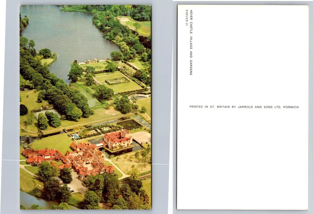 Hever Castle Aerial View Postcard – Kent England Gardens Lake