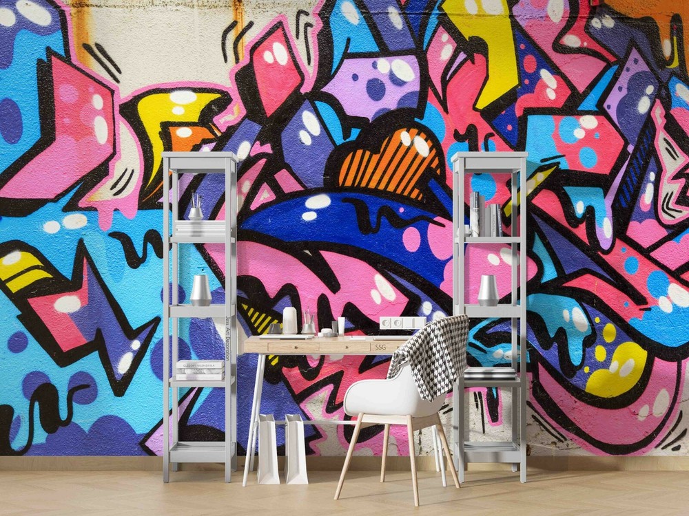 3D Abstract Artistic Graffiti Self-adhesive Removable Wallpaper Murals Wall 141-image