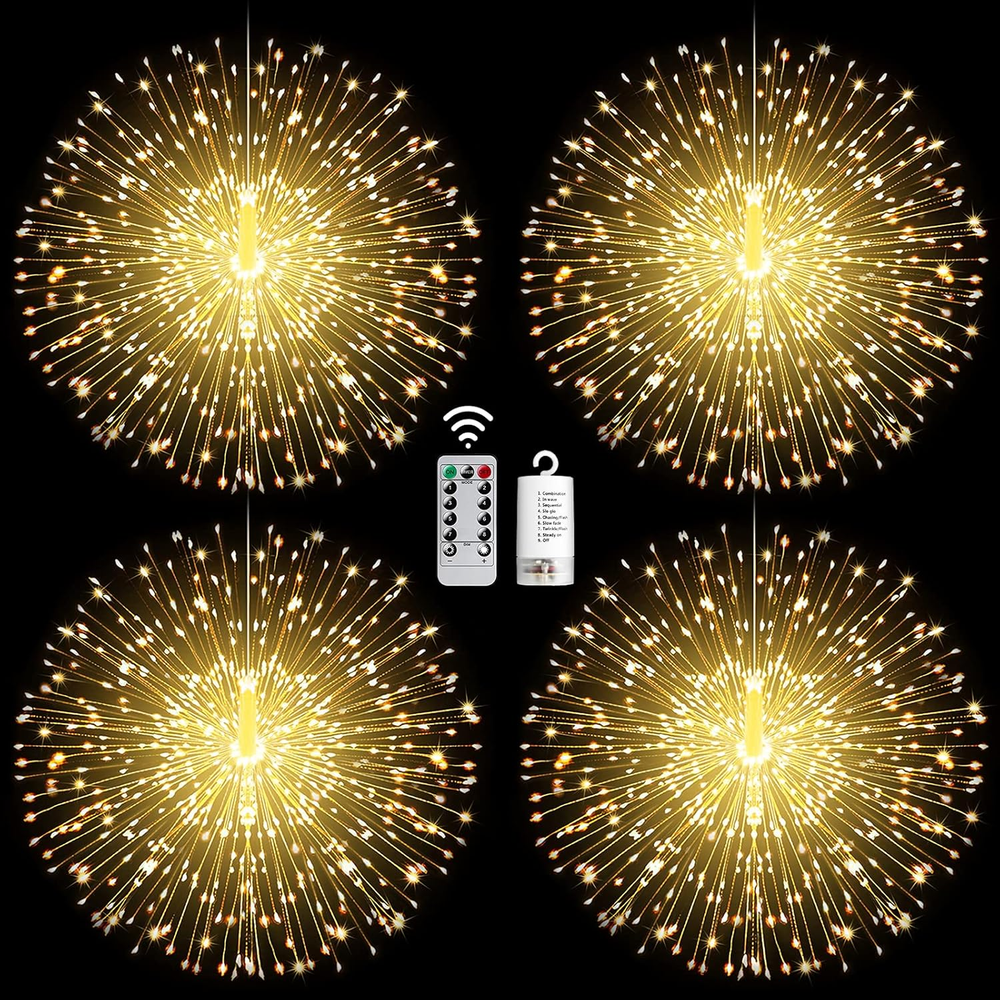 225 LED String Lights 4 Pack - 8 Modes, Dimmable, Remote Control