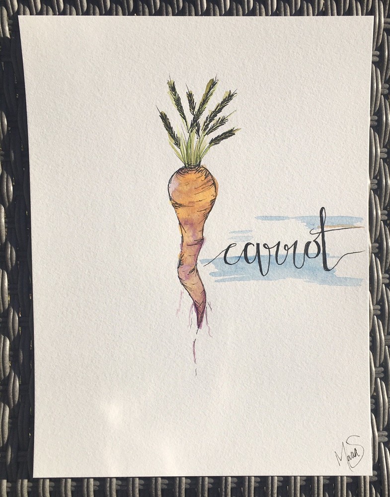 Maria Scalf Carrot Food Fall Harvest Farm ORIGINAL PAINTING Contemporary 9x12