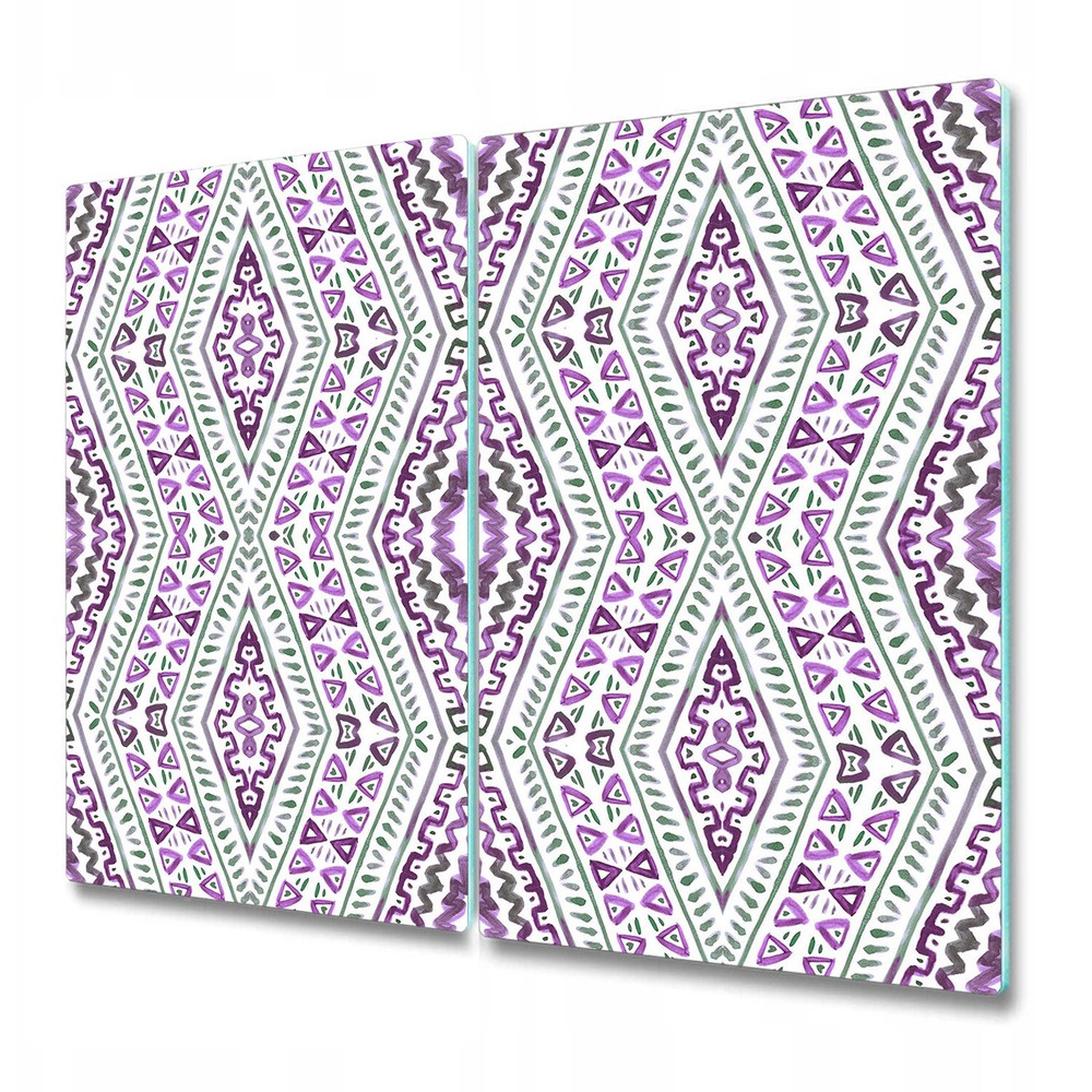 Glass Kitchen Chopping Serving Board Pink & green Moroccan Watercolour 2x30x52