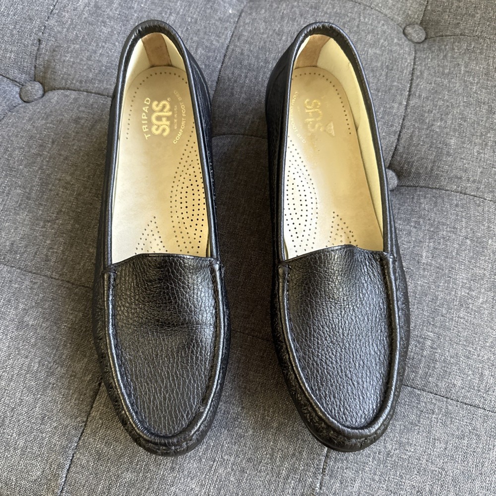 SAS Tripad Comfort Loafers Womens Size 9.5 Slim (AAA) Black Leather Slip On Shoe