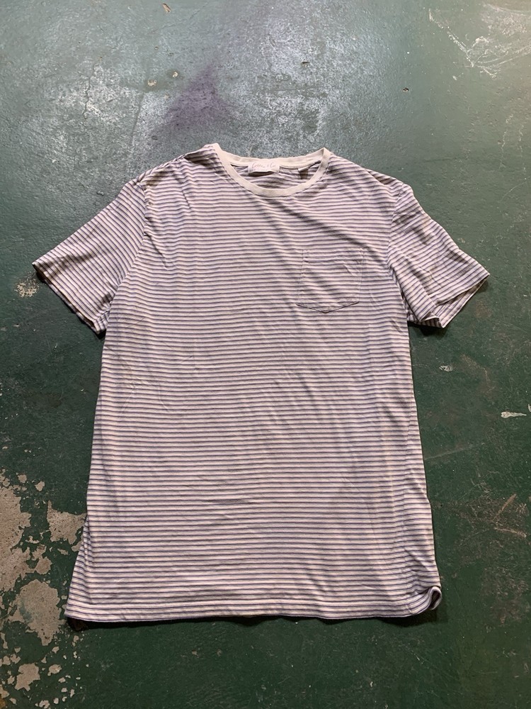 Cotton & Co Striped Pocket Cotton Knit Crew Neck Short Sleeve T-Shirt M