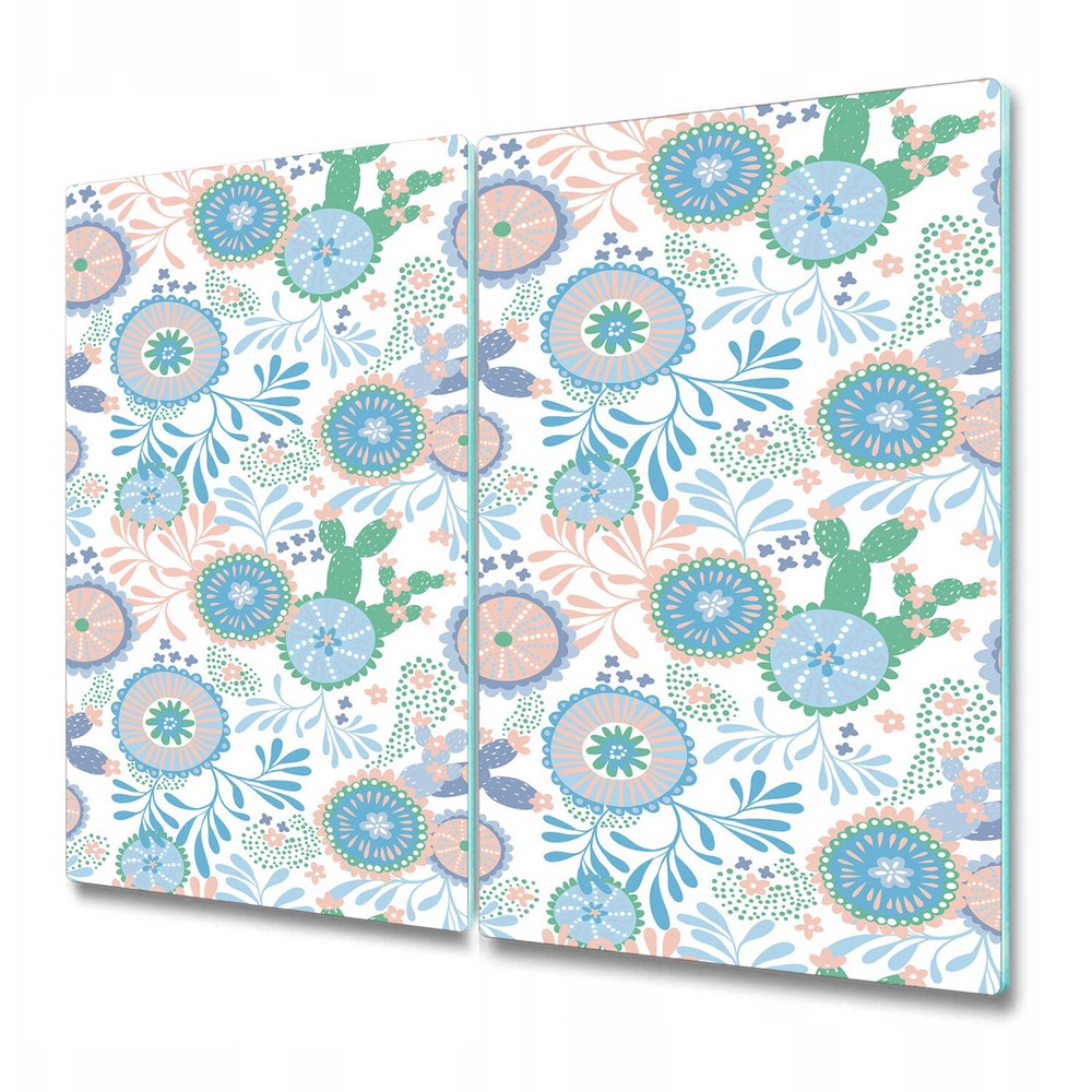 Glass Surface Protector Worktop saver Colourful vintage Blue Floral 2x30x52