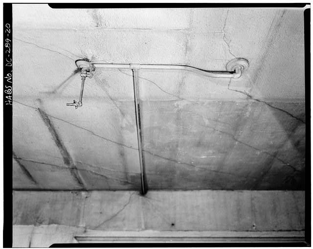 Photo:Washington DC Franklin School 1900s Interior Corridor Gas Jet Detail
