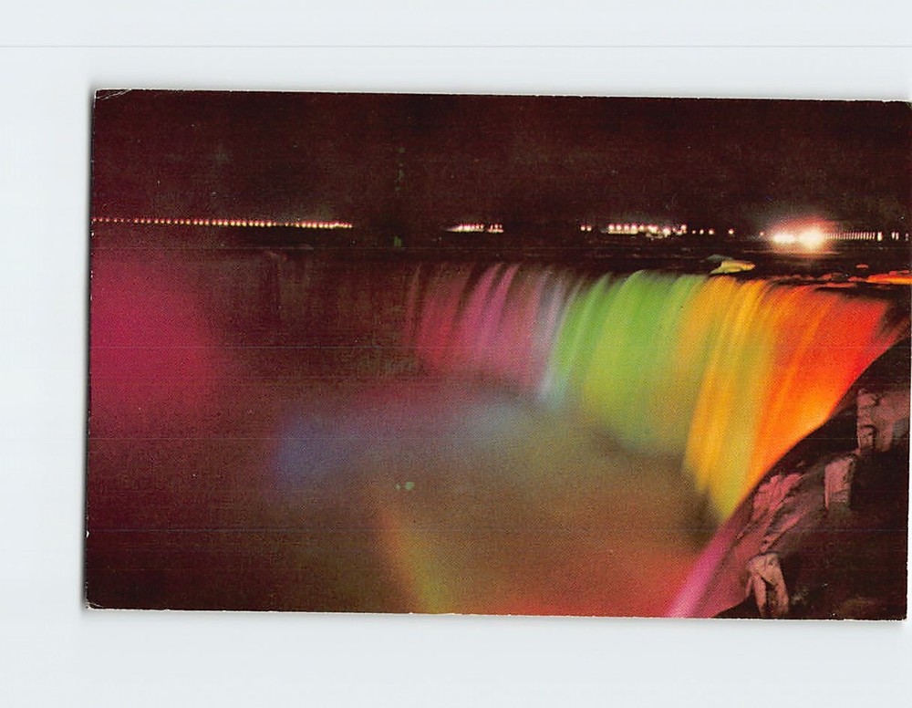 Postcard Illuminated View Horseshoe Falls Taken from Niagara Falls Canada