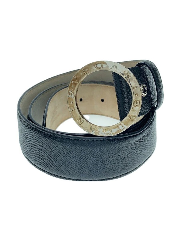 Bvlgari Black Plain Leather Belt for Men 37890