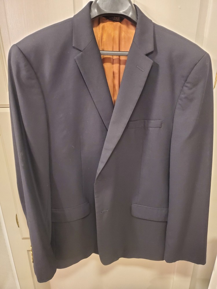 Jos. A. Bank Men's 100% Wool Navy Blazer Gold Buttons Sport Coat Jacket Size 46R