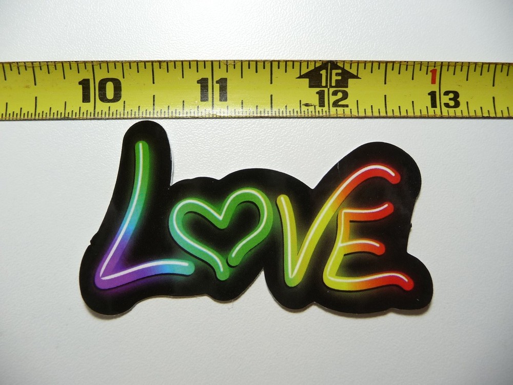 Vibrant Neon Love Heart Sticker Decal in Playful Colors  