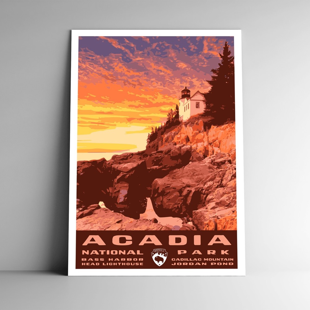 Acadia National Park Travel Poster / Postcard Maine United States Multiple Sizes-image