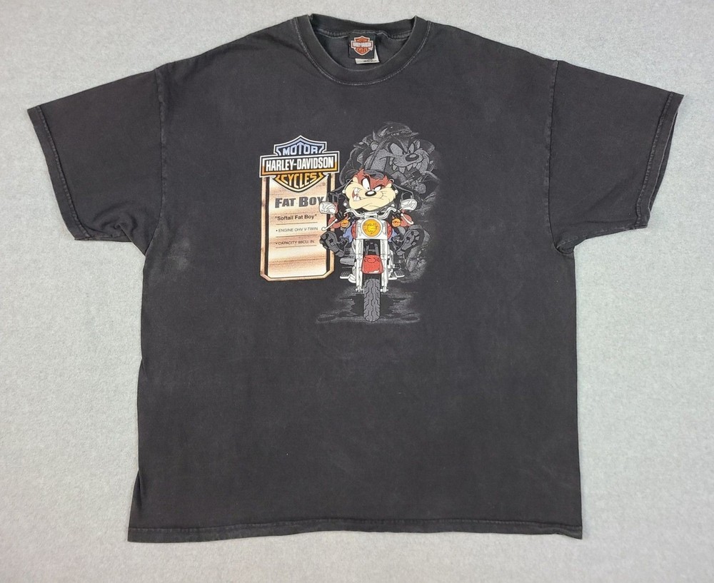 Vtg Harley Davidson Taz Fat Boy Looney Tunes Warner Bros Biker Motorcycle Sz 2XL