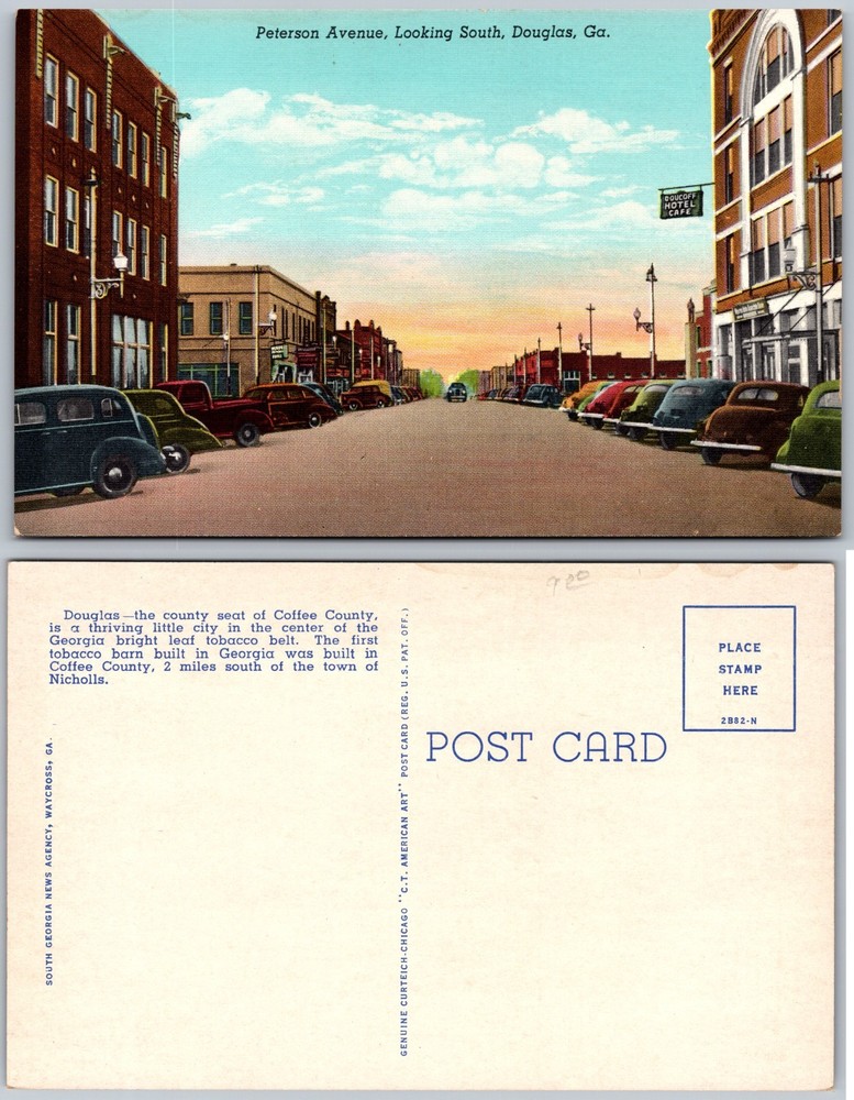 Peterson Avenue Looking South Douglas GA Postcard