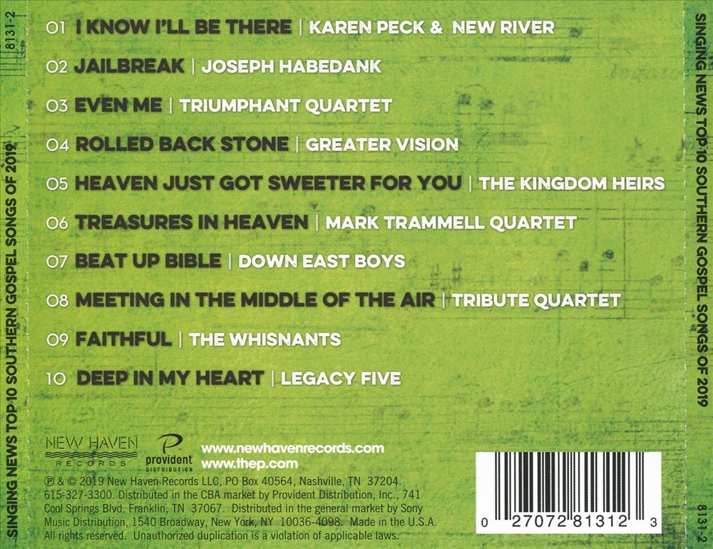 SINGING NEWS TOP 10 SOUTHERN GOSPEL SONGS 2019 [11/1] NEW CD