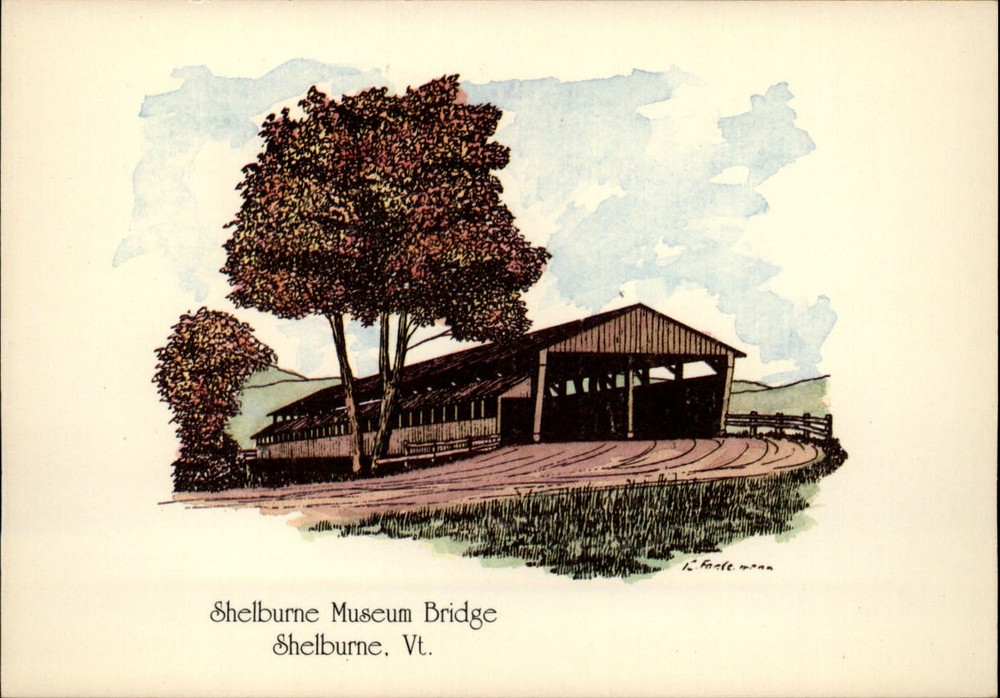 Covered Museum Bridge Shelburne Vermont ~ vintage postcard