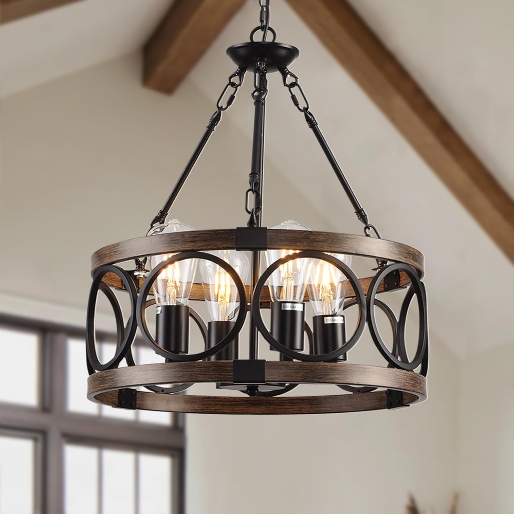 Black 4-Light Semi Flush Mount Ceiling Fixture for Kitchen Lighting
