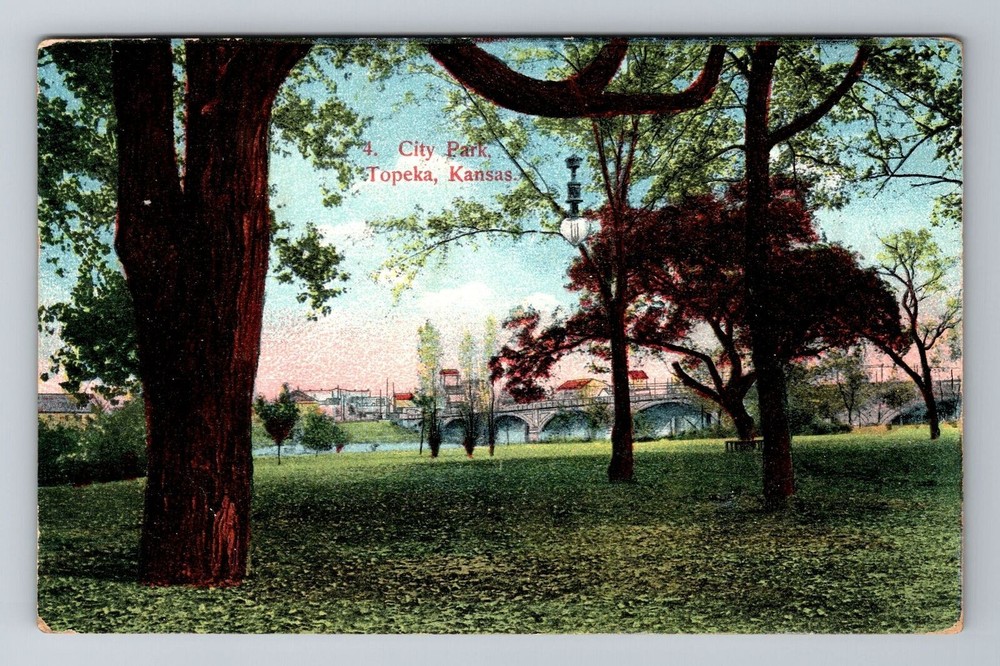 Topeka KS-Kansas, City Park, Antique, Vintage c1909 Souvenir Postcard