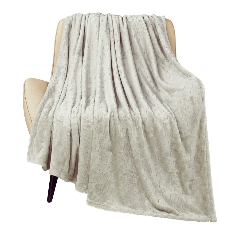 Fleece Blanket Textured Fuzzy Plush Throw Blanket Twin Size 60