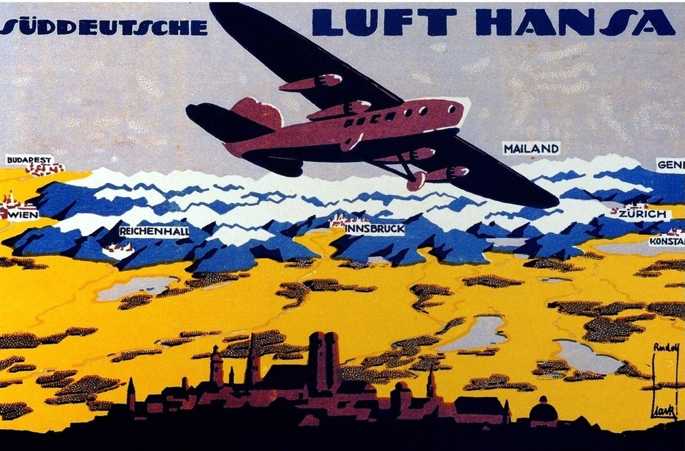 Decor Travel Poster.Interior home Art Design.LUFTHANSA.Aviation Wall Art.636