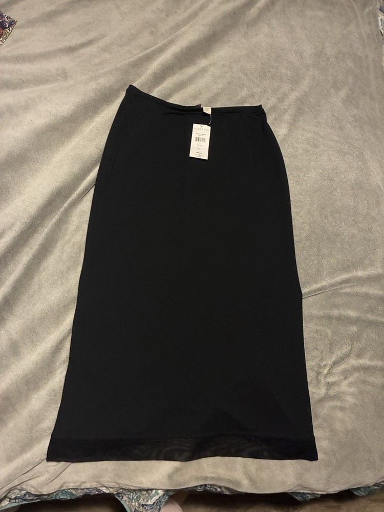 Norton McNaughton Vintage Women’s Large Long Skirt Black Sheer Bottom Trim NWT