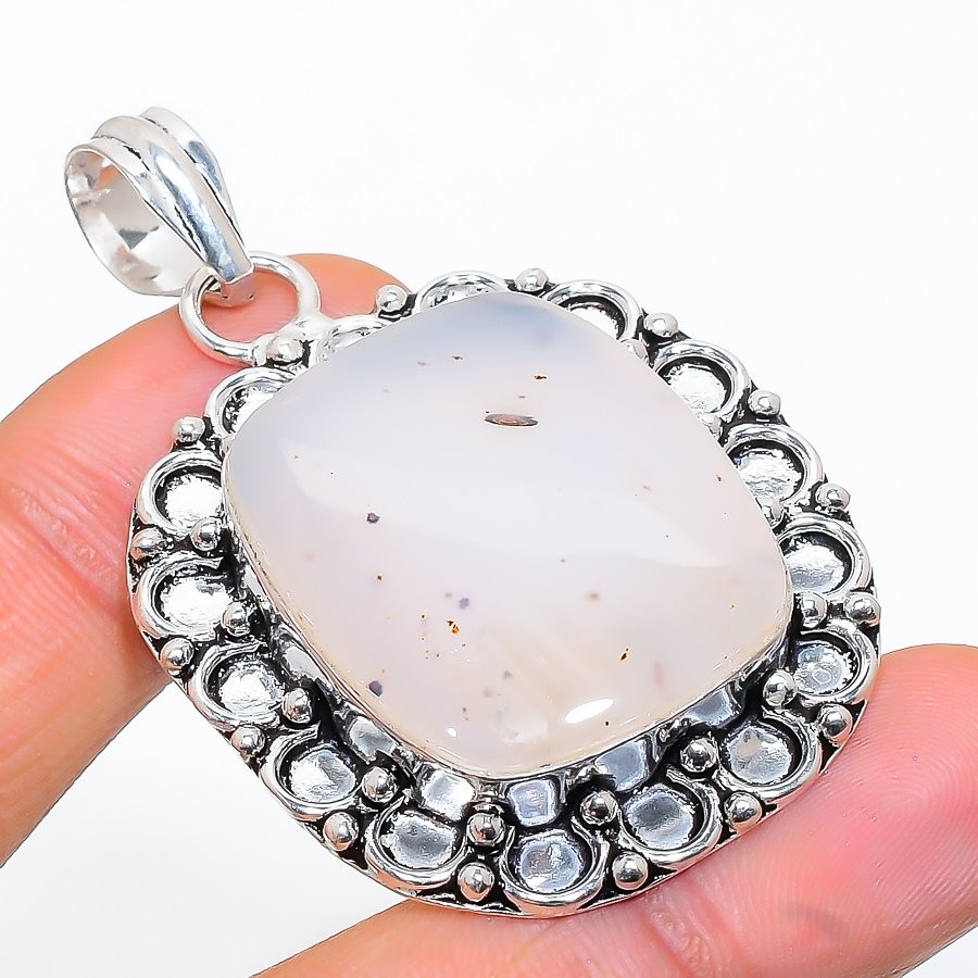 Dendrite Opal Gemstone Handmade 925 Sterling Silver Jewelry Pendant 2.13