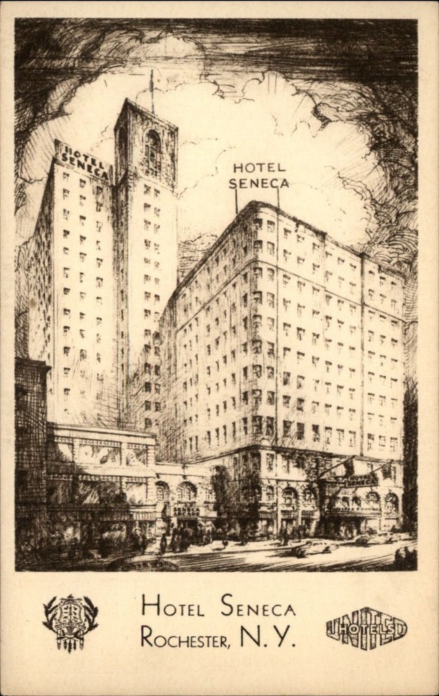 Hotel Seneca ~ Rochester New York NY ~ artist rendering ~ vintage postcard