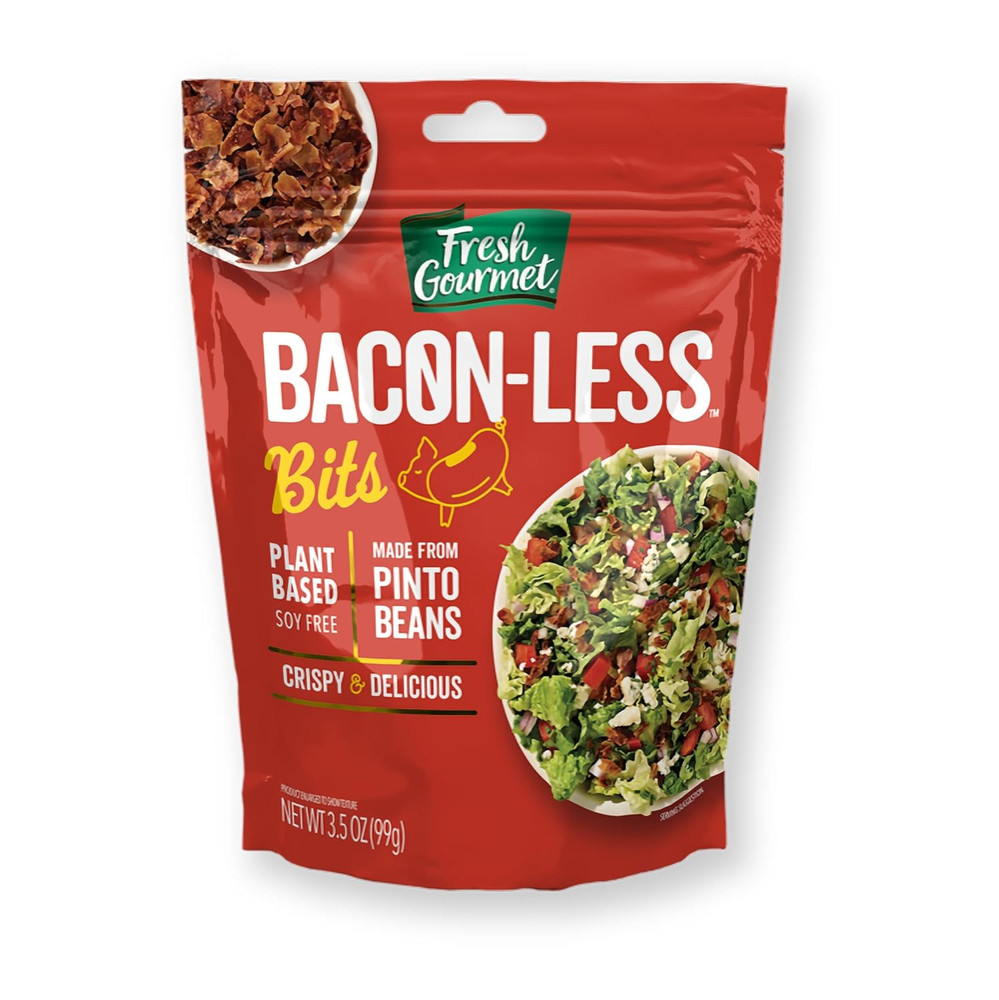 Vegan Bacon-Less Bits - 3.5 Oz Plant-Based Topping for Salads, Potatoes, Soups,